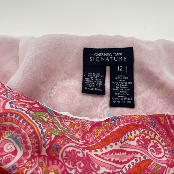 Jones New York Signature Silk Ruffle Hem Skirt Paisley Polka Dots Y2K Size 12 - Picture 2 of 7
